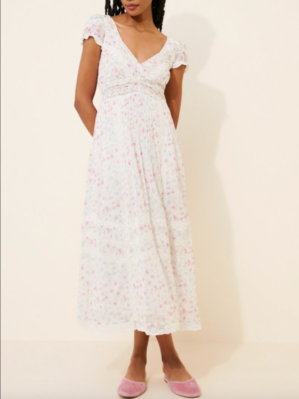 LoveShackFancy Suvi Midi Dress Size Medium